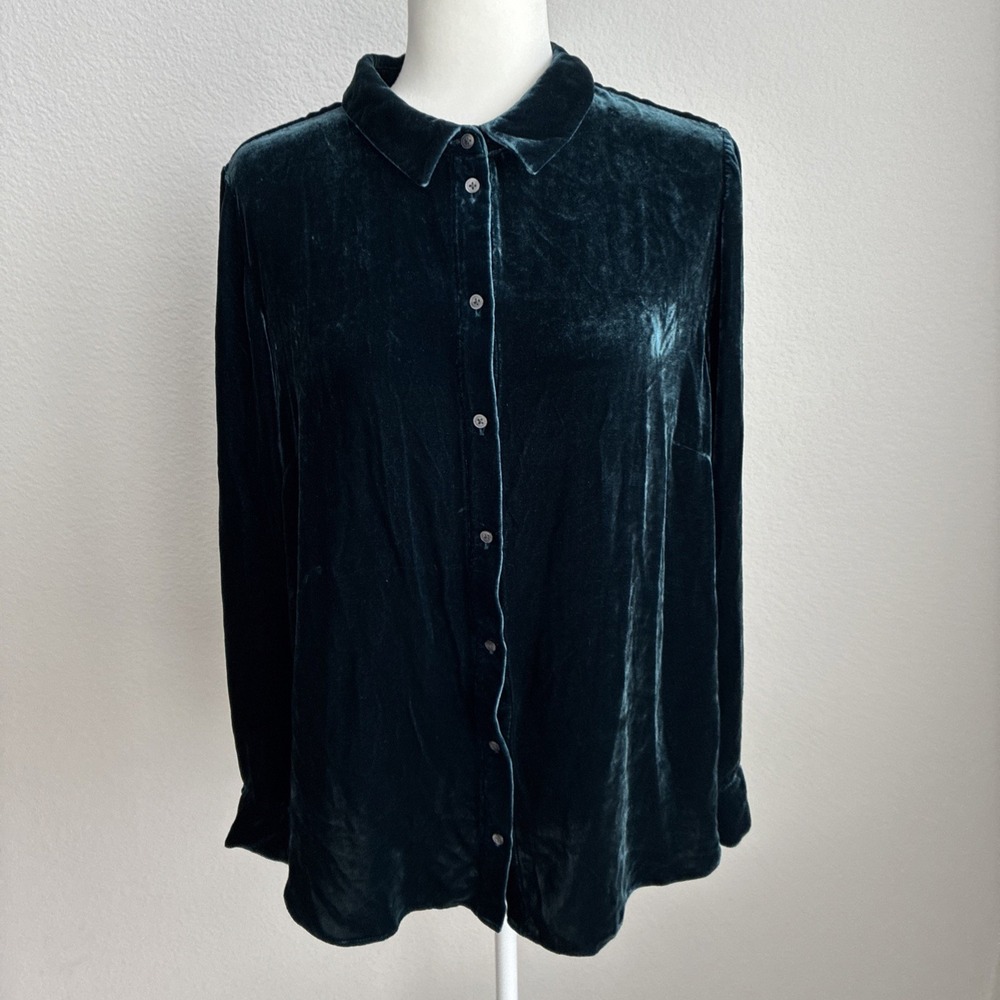 Boden Womens Velvet Button Up Oversized Shirt US 16 UK 20 Casual Career Feminine